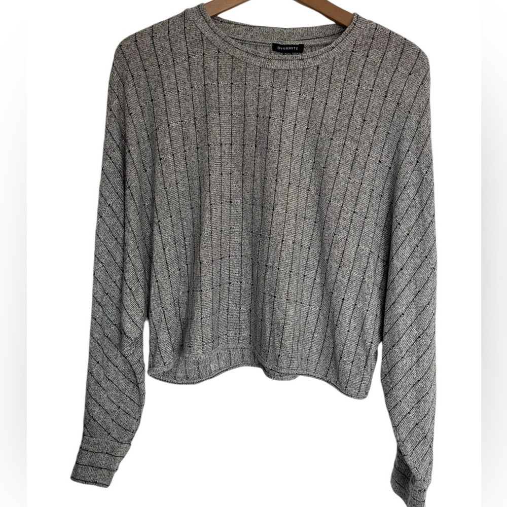 Gray oversized Dynamite crop  top